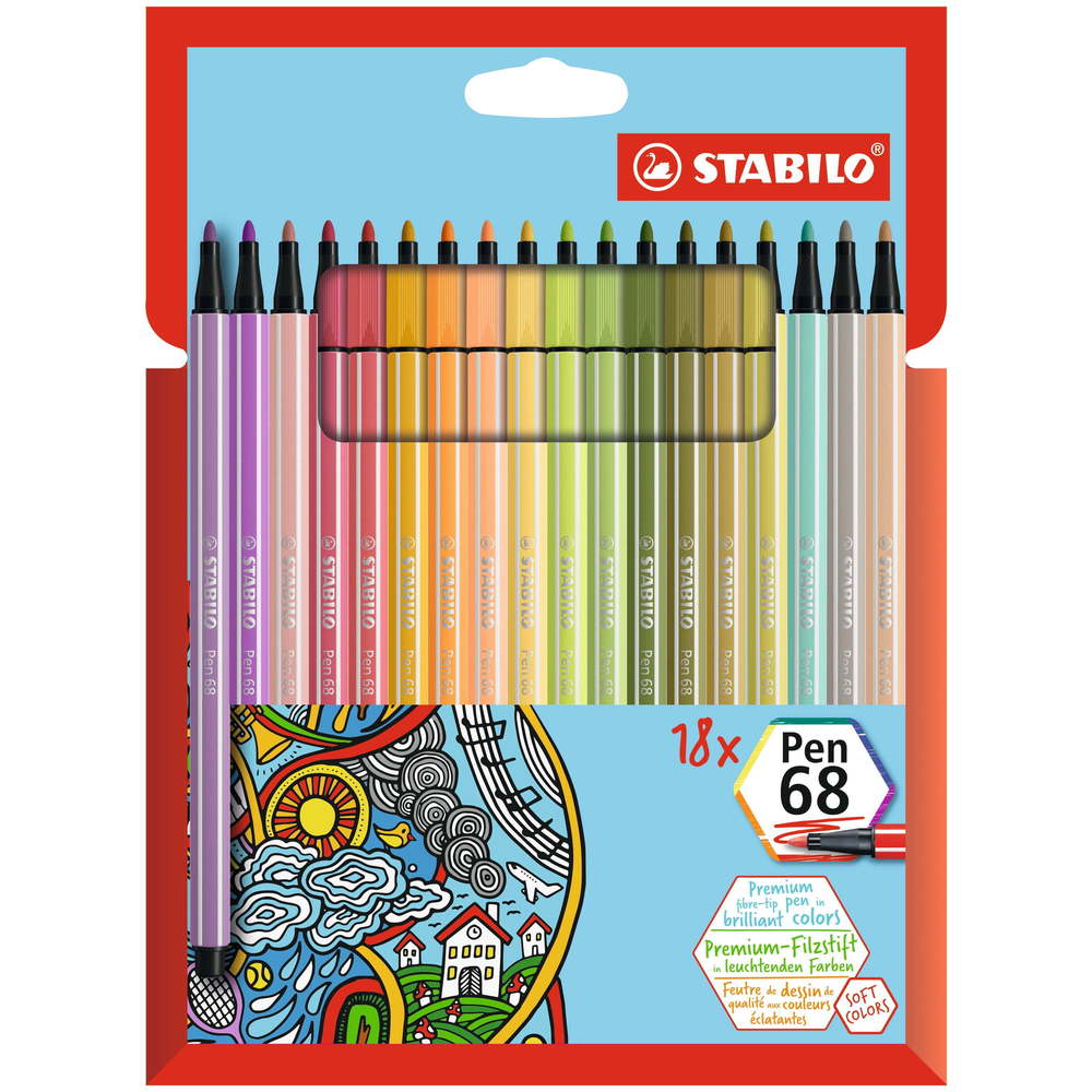 STABILO Pen 68, 18-Pen Wallet Set